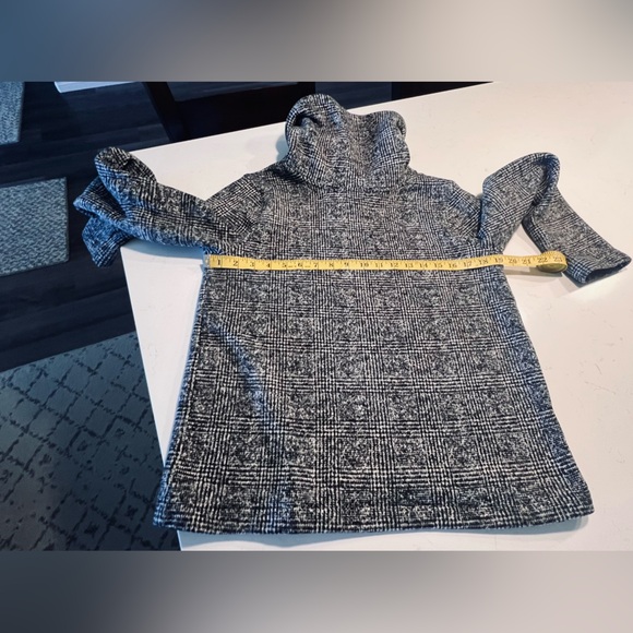 J.Crew Mercantile Funnel Neck Fleece Pullover Plaid Black White size L - Picture 7 of 9